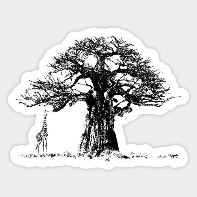 Baobab Tree and Giraffe | African Wildlife Sticker by scotch